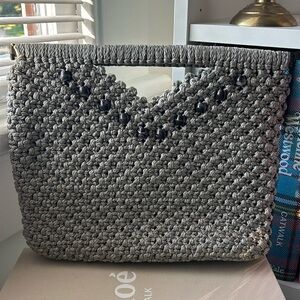 70s Gray Crochet Handbag